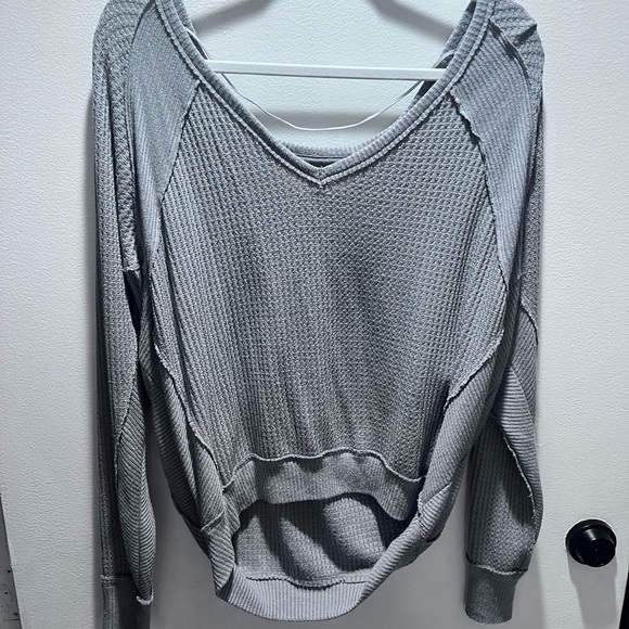 We The Free Tops - We The Free Gray Waffle Knit Top